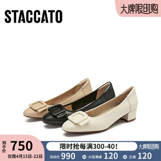 STACCATO 思加图 2024春季奶油鞋单鞋中跟鞋女鞋EGU03AQ4 奶油白 42