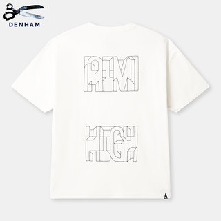 DENHAM2024夏季艺术家合作款黑白色字母印花常规版短袖T恤男 白色 M