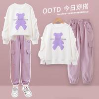  Yoyo one/优优1点 纯棉 女童工装裤套装  4882白+16096粉【套装】 160cm