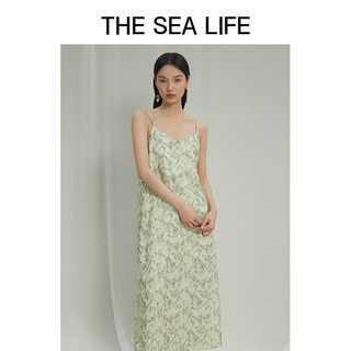 THE SEA LIFE欧海一生 露背设计感连衣裙24夏印花吊带裙别致X15820 苔藓绿 S