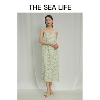 THE SEA LIFE欧海一生 露背设计感连衣裙24夏印花吊带裙别致X15820 苔藓绿 S