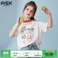 ASK junior ASKjunior 女童短袖t恤夏季儿童纯棉上衣2024新款洋气中大童童装