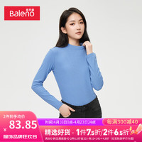 Baleno 班尼路 春秋百搭款莫代尔半高领长袖T恤女纯色高弹性打底衫时尚休闲简约弹力修身上衣 102B L