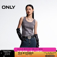 ONLY2024春季时尚复古修身印花短款无袖背心T恤女124103006 E52 锡镴灰色 160/80A/S