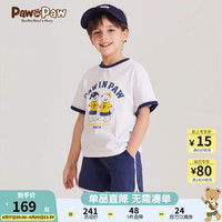 PawinPaw卡通小熊童装2024年夏季男女童撞色运动短袖套装休闲 Navy藏青色/59 110