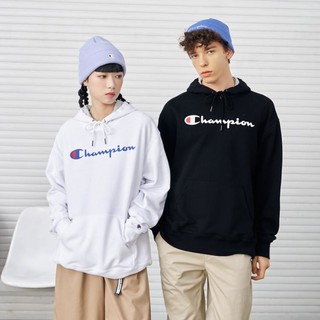 Champion 潮流印花草写LOGO套头连帽卫衣情侣装休闲男女