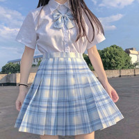 瑟空（SEKONG）2024夏日系短袖jk制服女学院风格子百褶裙水手服套装YYQ 不死川【短袖+裙子】大礼包 M