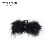 依慧达（Evita Peroni ）后脑勺发夹毛绒秋冬复古羽毛抓夹大号黑色慵懒纯欲风头发夹子