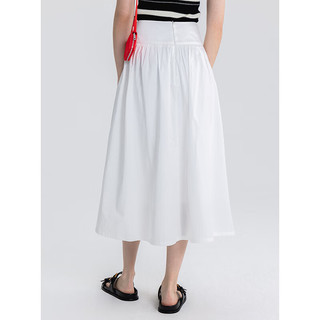 EGGKA 高腰半身裙2024年春季简约时尚休闲修身舒适气质A字长裙 白色 S