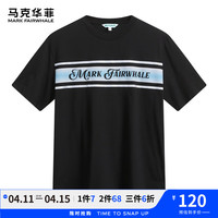 马克华菲【索罗娜】圆领短袖T恤男2024春夏休闲潮流字母印花打底T恤衫 001黑色 XL