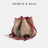 CHARLIE&KELLI CK品牌包包女包2024复古大容量斜挎水桶包 玫粉色