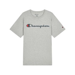 Champion 休闲街头男女同款胶印草写logo短袖T恤
