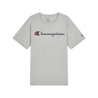 Champion 休闲街头男女同款胶印草写logo短袖T恤