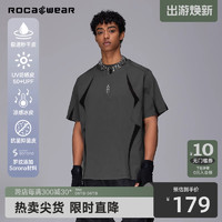 ROCAWEAR 潮牌防晒速干分割异料网眼拼接透气短袖T恤宽松机能上衣