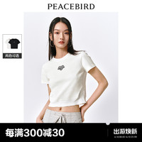 PEACEBIRD 太平鸟 简约短款T恤女短袖2024夏新款圆领露脐辣妹小上衣休闲时尚