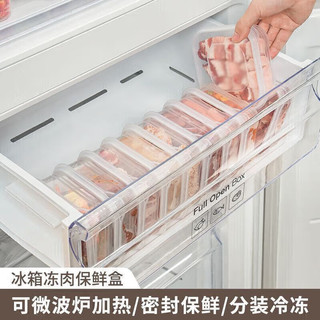 工匠时光 食物保鲜收纳盒蔬菜冷冻层冻肉类冰箱水果置物盒可微波使用 2个装