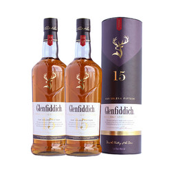 Glenfiddich 格兰菲迪 单一麦芽苏格兰威士忌 高地斯佩赛 英国洋酒 行货 格兰菲迪15年*2瓶