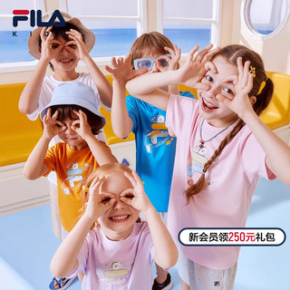 FILA 斐乐 KIDS斐乐童装男女童短袖T恤2024夏季新款儿童星球T纯棉上衣