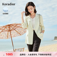 珂莱蒂尔【醋酸面料】2024夏季通勤百搭职业白色西装正装上衣 淡黄绿色 M