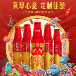 tsingtao青岛啤酒11度355ml12瓶鸿运当头铝瓶箱啤可定制版本