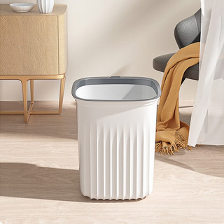 西玛易嘉 垃圾桶大号压圈家用客厅厨房卫生间塑料大容量方形加厚垃圾篓 压圈垃圾桶【16L】-白色