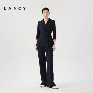 朗姿/LANCY2024夏季直筒挺括品牌西装裤女高腰显瘦通勤长裤子 藏蓝色 S