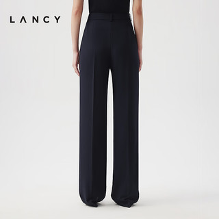 朗姿/LANCY2024夏季直筒挺括品牌西装裤女高腰显瘦通勤长裤子 藏蓝色 S
