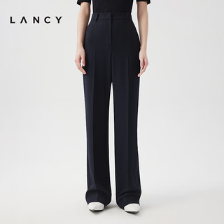 朗姿/LANCY2024夏季直筒挺括品牌西装裤女高腰显瘦通勤长裤子 藏蓝色 S