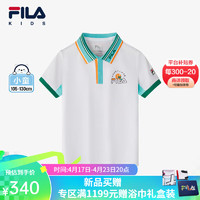 FILA 斐乐 童装儿童上衣2024夏季小童透气T恤男童短袖POLO衫潮 玉石白-WT 120cm