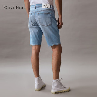 Calvin Klein Jeans24春夏男士经典标牌洗水微弹休闲牛仔短裤J325421 1AA-牛仔浅蓝 28