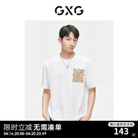 GXG男装2024年夏季双色休闲趣味印花t恤圆领短袖t恤男 白色 170/M