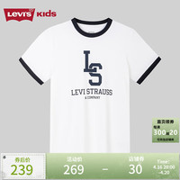 Levi's李维斯童装24夏儿童短袖T恤男童撞色学院风上衣 明亮白 120/60
