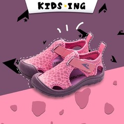 kids.ing 女童凉鞋夏季豹纹包头儿童小公主软底时尚中大童沙滩运动