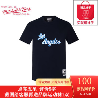 mitchell & ness 棉短袖男 NBA联名半袖 MN夏运动T恤男女同款 湖人队