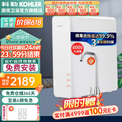 KOHLER 科勒 净水家用直饮厨房ro反渗透纯水机大流量自来水过滤器大白豚 RO反渗透600G-32437T-KP060