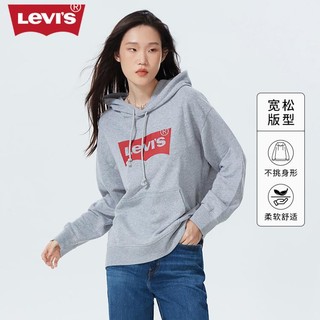 Levi's 李维斯 女士灰色连帽时尚印花卫衣