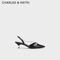 CHARLES&KEITH24夏尖头细跟后空交叉链条凉鞋女CK1-61720188 Black Box黑色 36