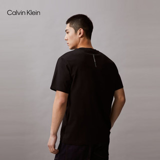 Calvin Klein Jeans24春夏男士字母绣印休闲纯棉宽松短袖T恤J326626 BEH-太空黑 M