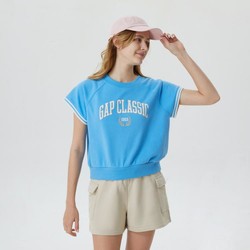 Gap 盖璞 女装夏季LOGO法式圈织软卫衣591199短袖上衣