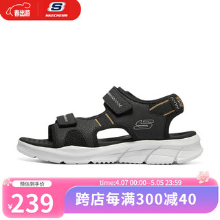 SKECHERS 斯凯奇 男鞋 户外沙滩鞋魔术贴凉鞋DF 237286-BLK 41