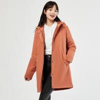 GIORDANO 佐丹奴 纯色女式外套棉服外套梭织中长款棉衣连帽外套女士