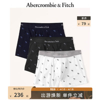 Abercrombie & Fitch 男装 3条装弹力轻薄时尚舒适柔软logo四角内裤 326417-1 白色、灰色、黑色 S