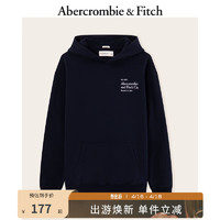 Abercrombie & Fitch 男女同款 美式街头潮流Logo帽衫抓绒卫衣 322934-1 藏青色 S (175/92A)
