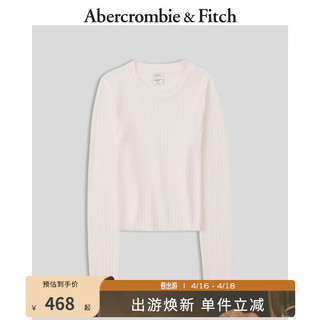 Abercrombie & Fitch 女装 辣妹修身小麋鹿保暖圆领羊绒毛衣针织衫 320990-1 白色 XXS (160/80A)