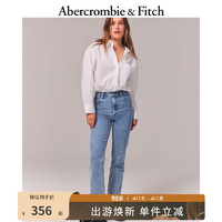 Abercrombie & Fitch 女装 90年代风美式复古潮流休闲水洗高腰直筒牛仔裤 320114-1 浅蓝色 24S (150/60A)