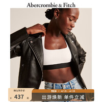 Abercrombie & Fitch 女装 时尚复古美式休闲外套潮流辣妹机车风夹克314253-1 黑色 XXS (160/80A)