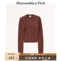 Abercrombie & Fitch 女装 美式潮流复古时尚毛衣辣妹修身麻花针织背心套装321938-1 棕色 S (165/92A)