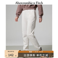 Abercrombie & Fitch 女装 美式复古时尚日常通勤印花Logo保暖抓绒运动裤卫裤 325288-1 奶油色 XL (170/96A)