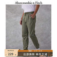 Abercrombie & Fitch 男装 美式复古潮流日常通勤百搭束脚休闲抽绳运动裤 327152-1 橄榄绿 XXL (185/104A)