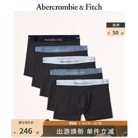 Abercrombie & Fitch 男装套装 5条装美式休闲基础拼花logo中腰四角内裤 330142-1 黑色 XS